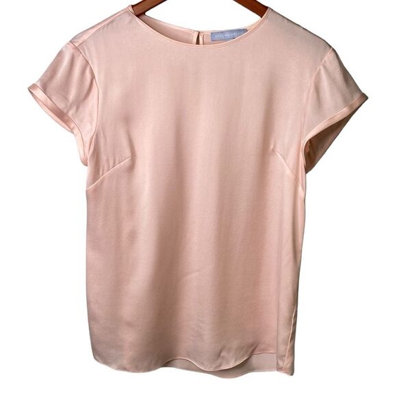 Antonio Melani Gilly Stretchy Silk Rolled Cap Sleeve Blouse High Neck Key Hole - Picture 14 of 14